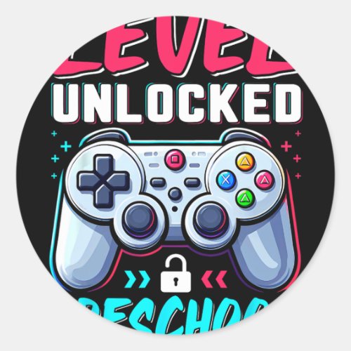 Level Preschool Unlocked Back To School Boys Team Classic Round Sticker