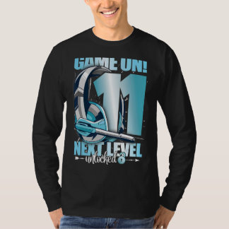 Level Unlocked 11st Birthday 11 Years Boy Girl Gam T-Shirt