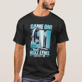 Level Unlocked 11st Birthday 11 Years Boy Girl Gam T-Shirt