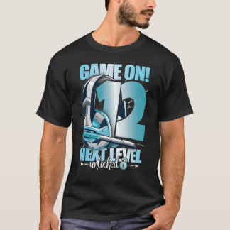 Level Unlocked 12th Birthday 12 Years Boy Girl Gam T-Shirt