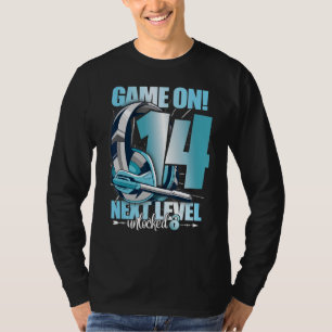 Level Unlocked 14th Birthday 14 Years Boy Girl Gam T-Shirt