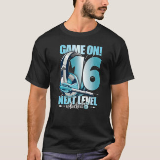 Level Unlocked 16th Birthday 16 Years Boy Girl Gam T-Shirt