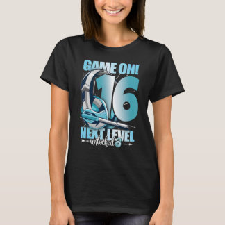 Level Unlocked 16th Birthday 16 Years Boy Girl Gam T-Shirt