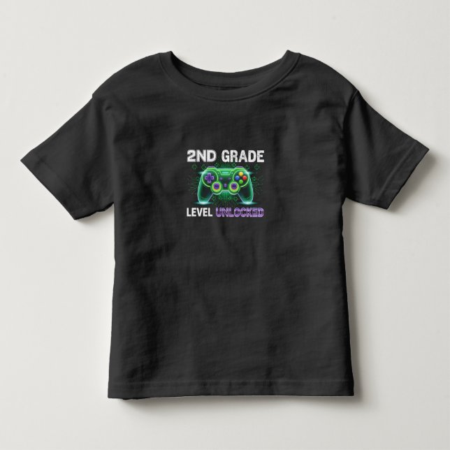 Level Unlocked 2nd Grade Gamer Back To School  Toddler T-shirt (Front)