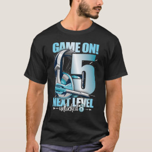 Level Unlocked 5th Birthday 5 Years Boy Girl Gamin T-Shirt
