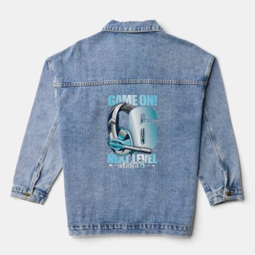 Level Unlocked 6th Birthday 6 Years Boy Girl Gamin Denim Jacket