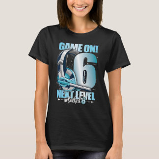 Level Unlocked 6th Birthday 6 Years Boy Girl Gamin T-Shirt