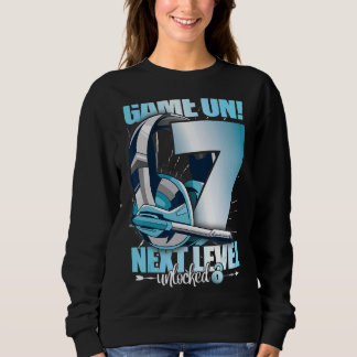 Level Unlocked 7th Birthday 7 Years Boy Girl Gamin Sweatshirt