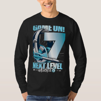 Level Unlocked 7th Birthday 7 Years Boy Girl Gamin T-Shirt