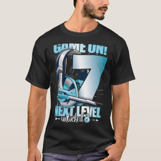 Level Unlocked 7th Birthday 7 Years Boy Girl Gamin T-Shirt