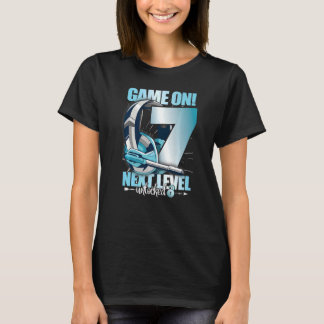 Level Unlocked 7th Birthday 7 Years Boy Girl Gamin T-Shirt