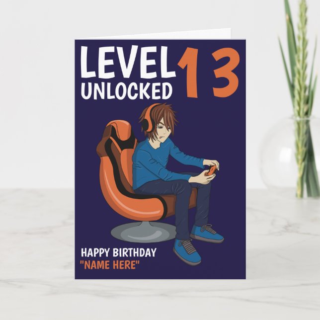 Level Unlocked Gamer Boy Birthday Card (Front)
