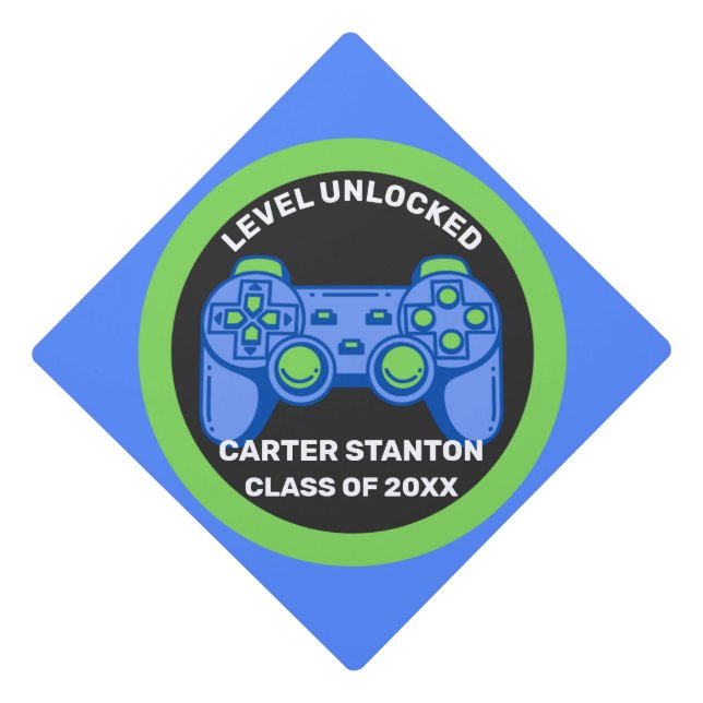 Level Unlocked Gamer Graduation Personalized Cap Topper (Front)