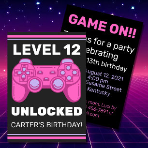 Level Unlocked Kid's Birthday Personalized Invitat Invitation