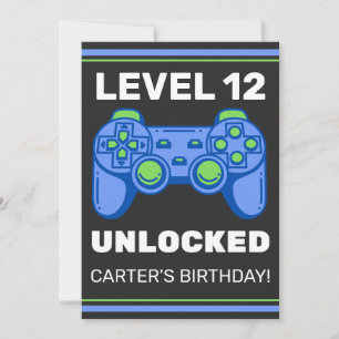 Level Unlocked Kid's Birthday Personalized Invitation