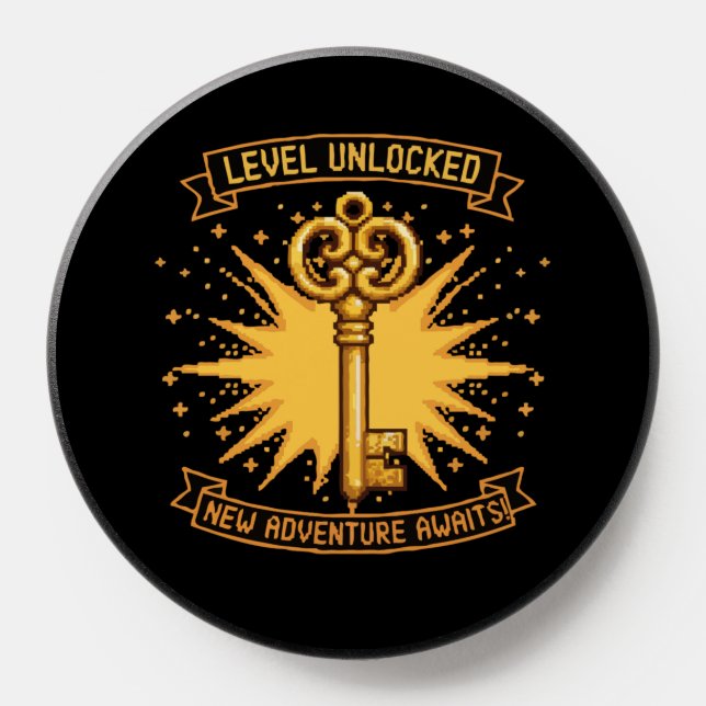 Level Unlocked Retro Gaming Pixel Art Key | New  PopSocket (Popsocket)