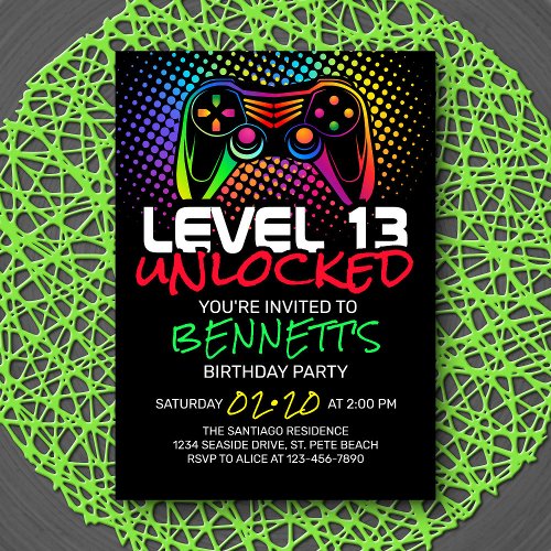 Level Unlocked Video Game Birthday Invitation