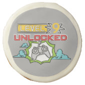 Level Unlocked Video Game Custom Birthday Cookie (Front)