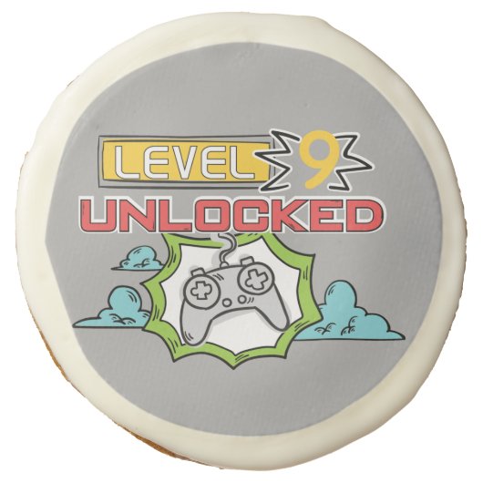 Level Unlocked Video Game Custom Birthday Cookie (Front)