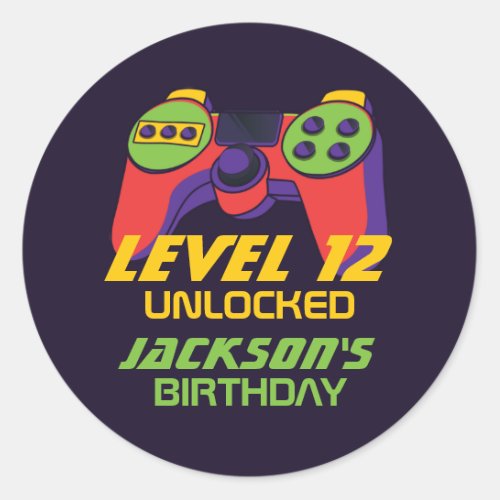 Level Unlocked Video Games Teen Gamer Birthday Classic Round Sticker