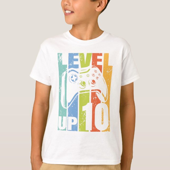 Level up 10 shirt for 10 years gamer birthday (Front)