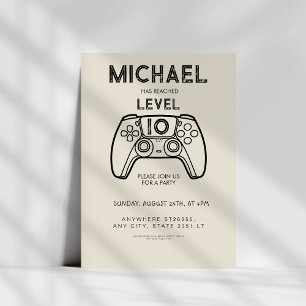 level up 10 Video Game Birthday Party Invitation