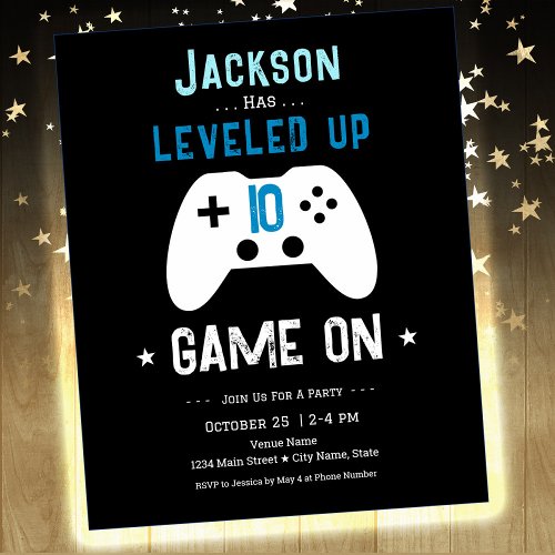 Level Up 10th Birthday Video game Paper Sheet