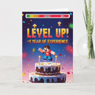Level Up! +1 Year of Experience Gamer Birthday Card