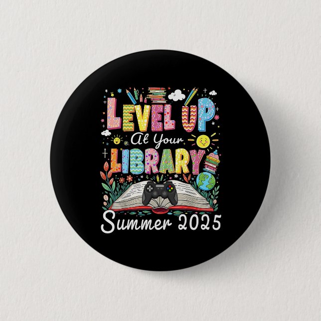Level Up At Your Library Summer 2025 Read Gamer Bo Button (Front)