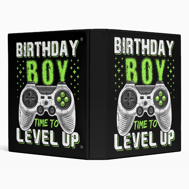 Level Up Birthday Boy Video Game 3 Ring Binder (Background)