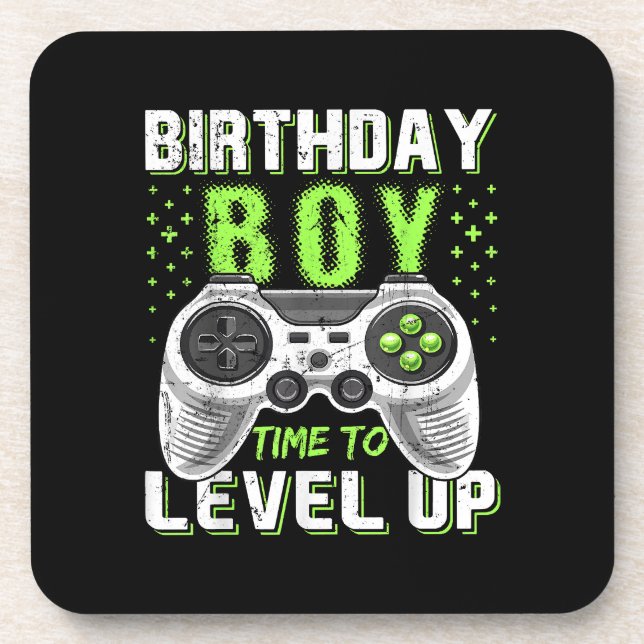 Level Up Birthday Boy Video Game Beverage Coaster (Front)