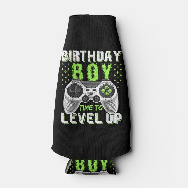 Level Up Birthday Boy Video Game Bottle Cooler (Front)