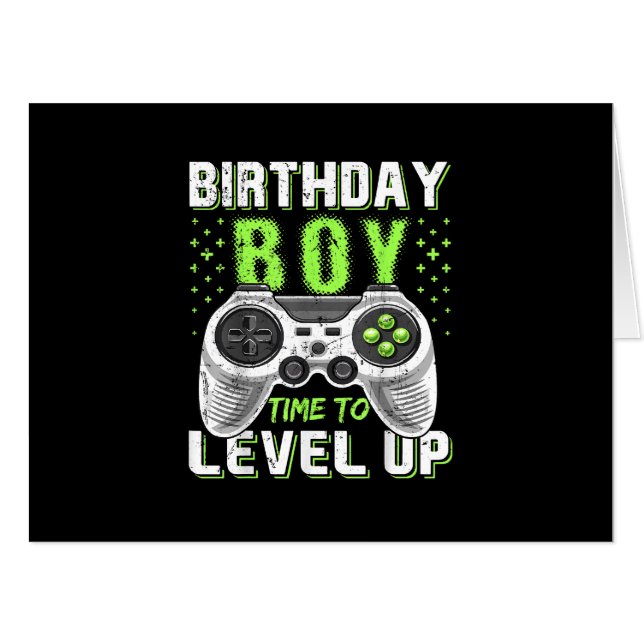 Level Up Birthday Boy Video Game Card (Front Horizontal)