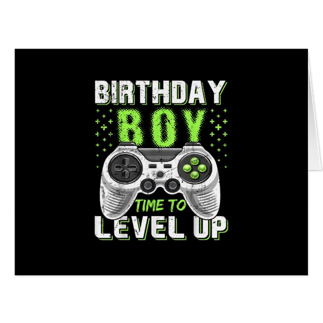 Level Up Birthday Boy Video Game Cards (Front Horizontal)