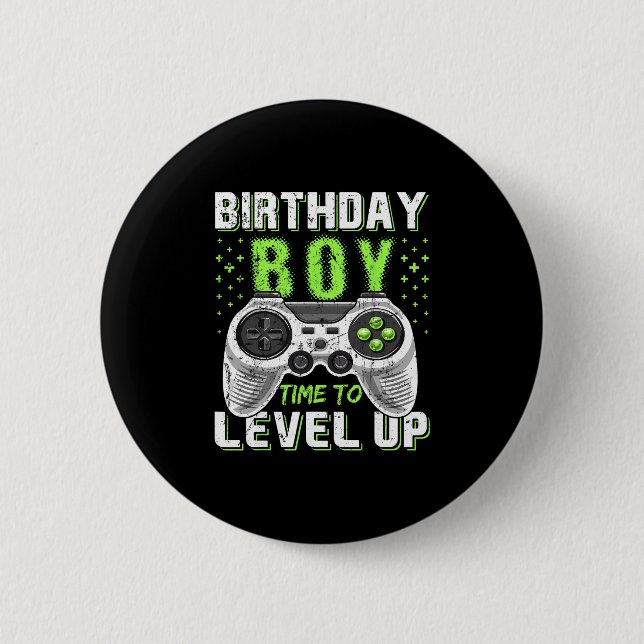 Level Up Birthday Boy Video Game - Clic Fit  Button (Front)