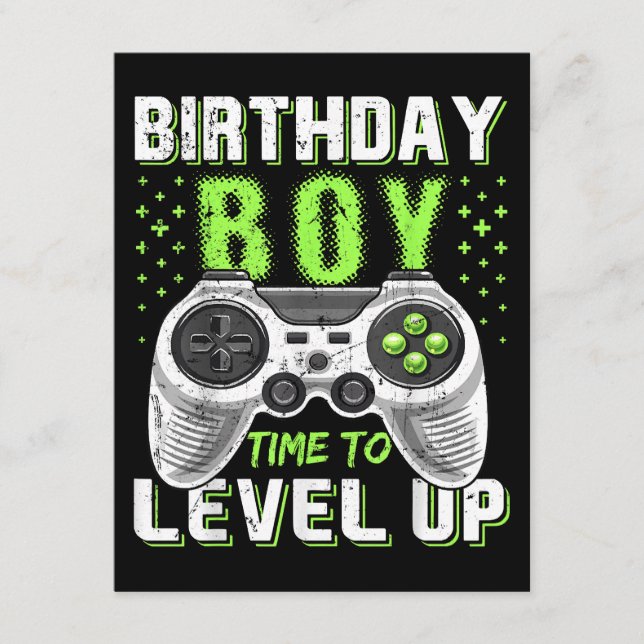 Level Up Birthday Boy Video Game Enclosure Card (Front)