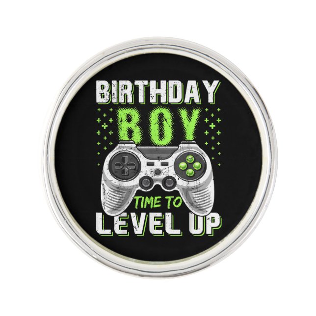 Level Up Birthday Boy Video Game Lapel Pin (Front)