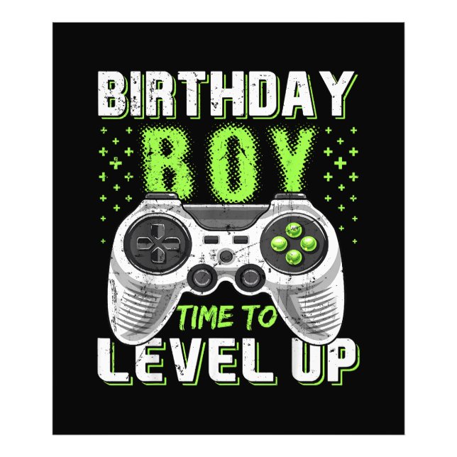 Level Up Birthday Boy Video Game Photo Print (Front)