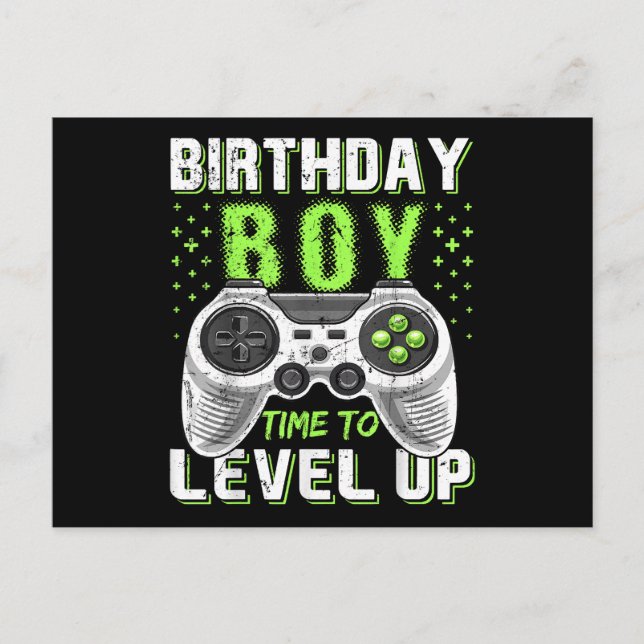 Level Up Birthday Boy Video Game Postcard (Front)