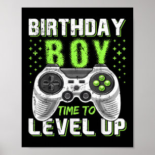 Level Up Birthday Boy Video Game Poster