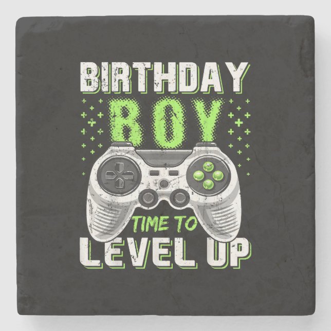 Level Up Birthday Boy Video Game Stone Coaster (Front)