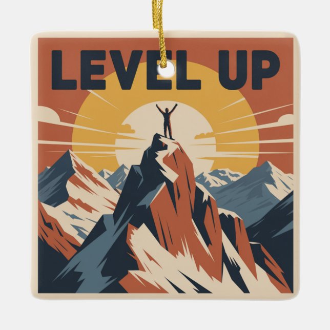 Level Up Ceramic Ornament (Front)