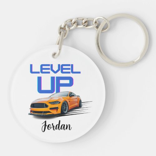 Level Up Cool Mustang Personalized  Keychain