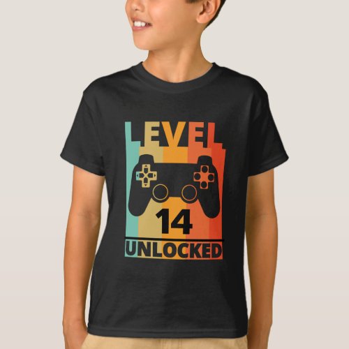 Level up Custom Funny Gamer kids Teen Birthday Boy T_Shirt