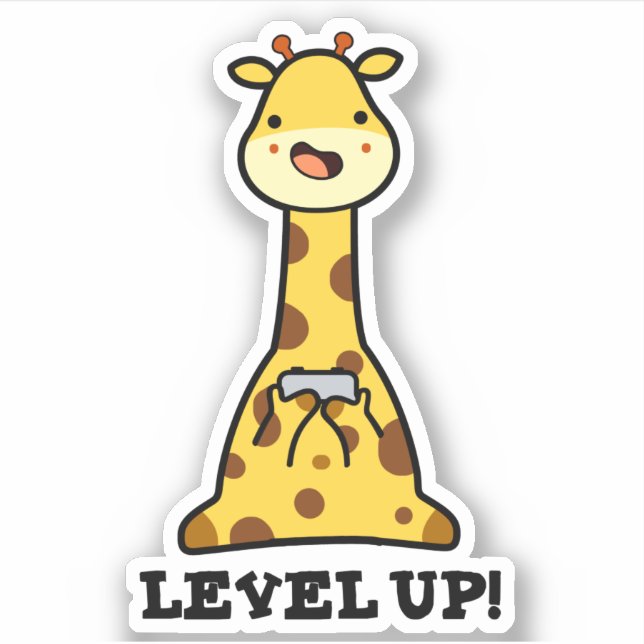 Level Up Funny Giraffe Pun  Sticker (Front)