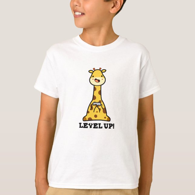 Level Up Funny Giraffe Pun  T-Shirt (Front)