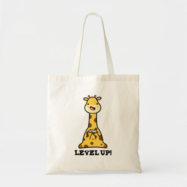 Level Up Funny Giraffe Pun  Tote Bag (Front)