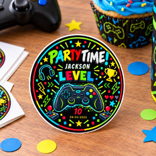 Level Up Gamer 10th  Birthday Boy  Party  Classic Round Sticker