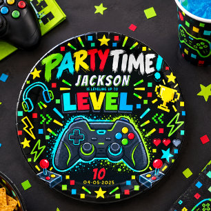 Level Up Gamer 10th Birthday Boy Party Paper Plates