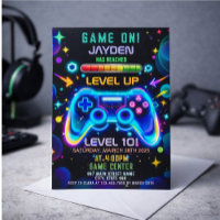 Level Up Gamer Birthday Invitation – Neon Game